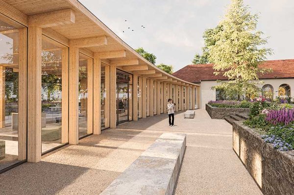 Rendering Architekten Kneidinger, Eingangsbereich Botanischer Garten Linz